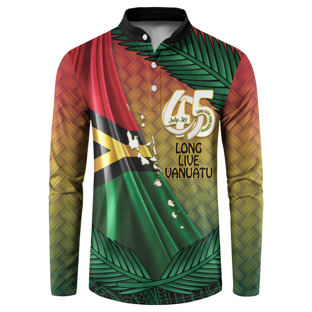 Personalised Long Live Vanuatu Independence Day Button Sweatshirt 45th Anniversary Woven Pattern LT14 Reggae - Polynesian Pride