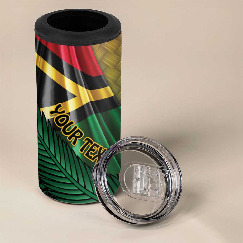 Personalised Long Live Vanuatu Independence Day 4 in 1 Can Cooler Tumbler 45th Anniversary Woven Pattern LT14 - Polynesian Pride