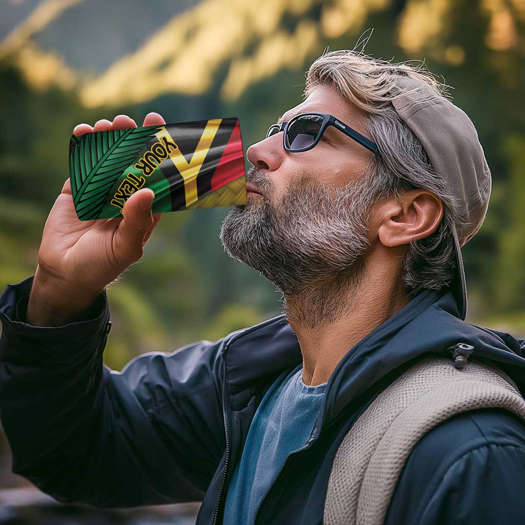 Personalised Long Live Vanuatu Independence Day 4 in 1 Can Cooler Tumbler 45th Anniversary Woven Pattern LT14 - Polynesian Pride