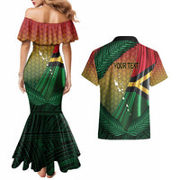 Personalised Long Live Vanuatu Independence Day Couples Matching Mermaid Dress and Hawaiian Shirt 45th Anniversary Woven Pattern LT14 - Polynesian Pride