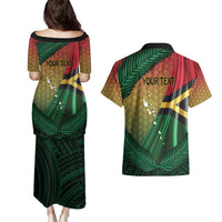 Personalised Long Live Vanuatu Independence Day Couples Matching Puletasi and Hawaiian Shirt 45th Anniversary Woven Pattern LT14 - Polynesian Pride