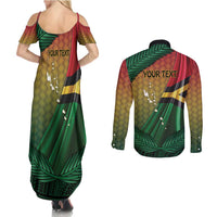 Personalised Long Live Vanuatu Independence Day Couples Matching Summer Maxi Dress and Long Sleeve Button Shirt 45th Anniversary Woven Pattern LT14 - Polynesian Pride