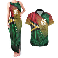 Personalised Long Live Vanuatu Independence Day Couples Matching Tank Maxi Dress and Hawaiian Shirt 45th Anniversary Woven Pattern LT14 Reggae - Polynesian Pride