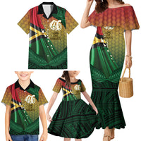 Personalised Long Live Vanuatu Independence Day Family Matching Mermaid Dress and Hawaiian Shirt 46th Anniversary Woven Pattern LT14 - Polynesian Pride