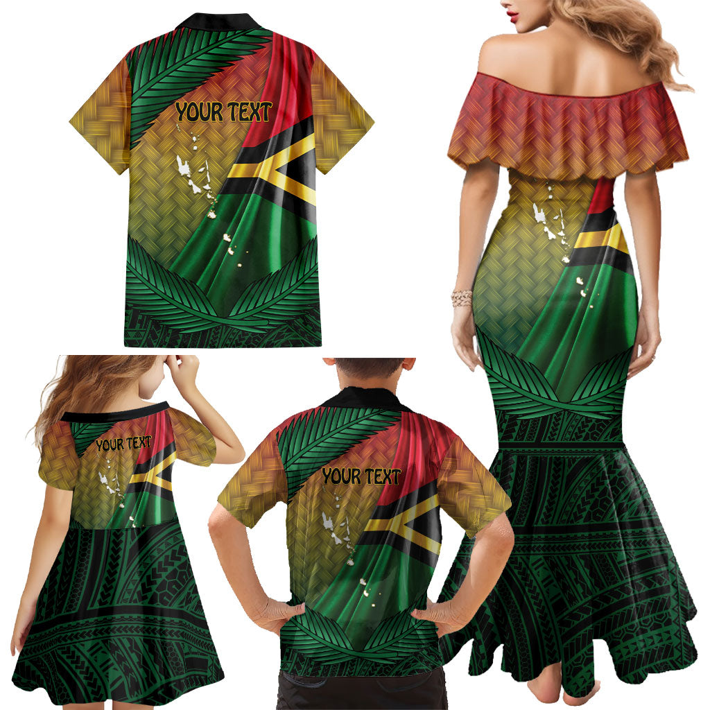 Personalised Long Live Vanuatu Independence Day Family Matching Mermaid Dress and Hawaiian Shirt 46th Anniversary Woven Pattern LT14 - Polynesian Pride