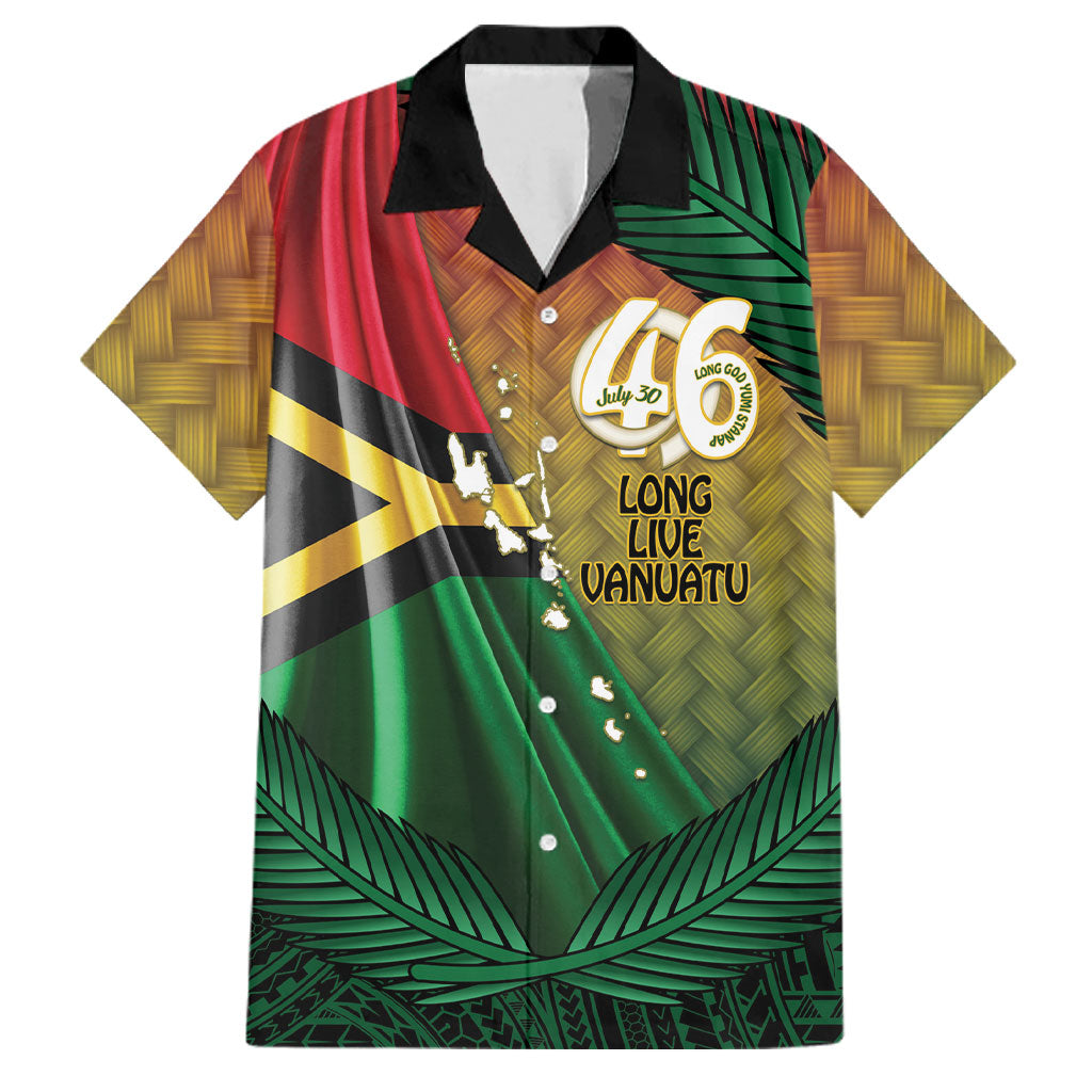 Personalised Long Live Vanuatu Independence Day Family Matching Off Shoulder Short Dress and Hawaiian Shirt 46th Anniversary Woven Pattern LT14 Dad's Shirt - Short Sleeve Reggae - Polynesian Pride