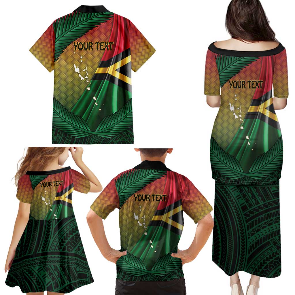 Personalised Long Live Vanuatu Independence Day Family Matching Puletasi and Hawaiian Shirt 45th Anniversary Woven Pattern LT14 - Polynesian Pride
