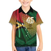 Personalised Long Live Vanuatu Independence Day Family Matching Short Sleeve Bodycon Dress and Hawaiian Shirt 45th Anniversary Woven Pattern - Polynesian Pride