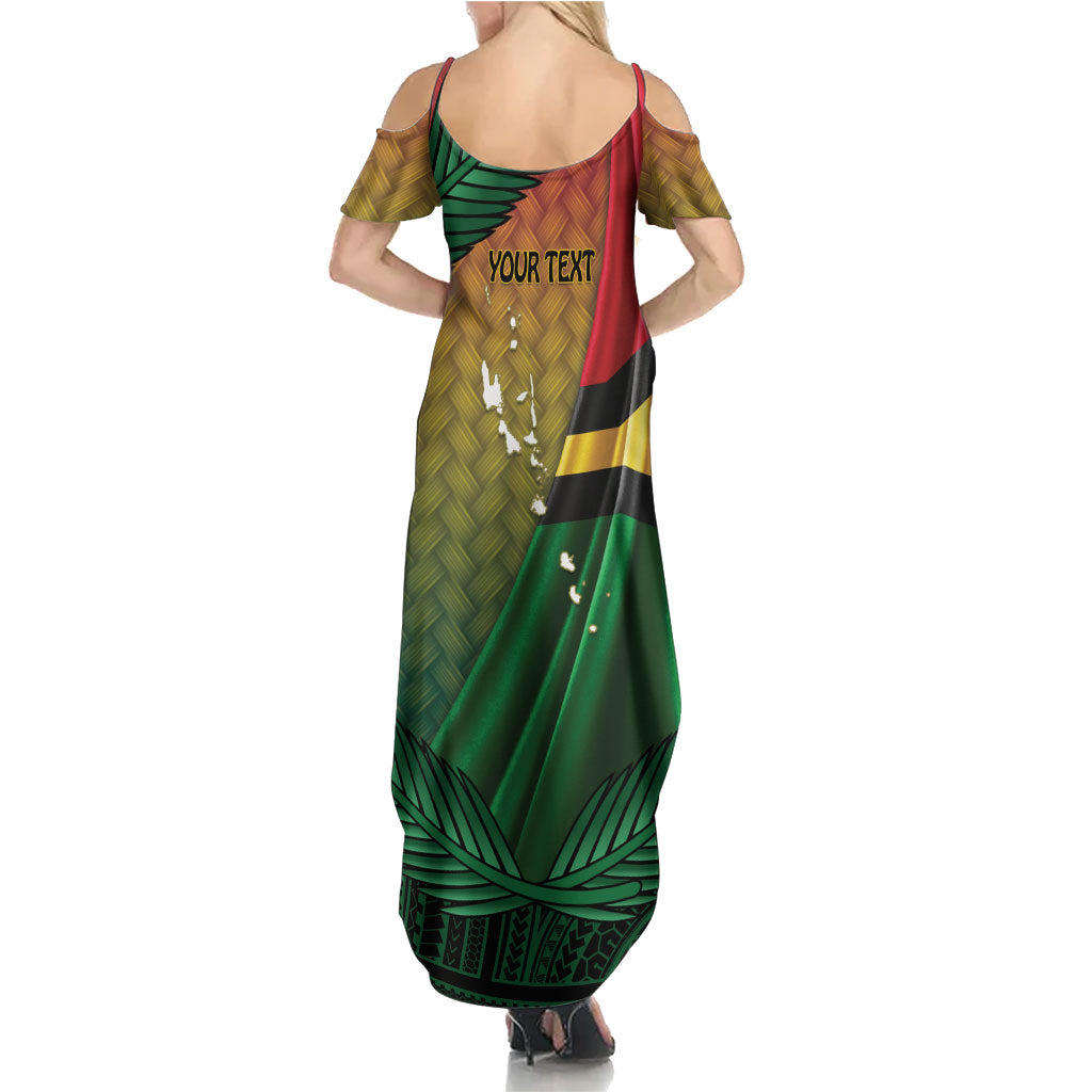 Personalised Long Live Vanuatu Independence Day Family Matching Summer Maxi Dress and Hawaiian Shirt 46th Anniversary Woven Pattern LT14 - Polynesian Pride