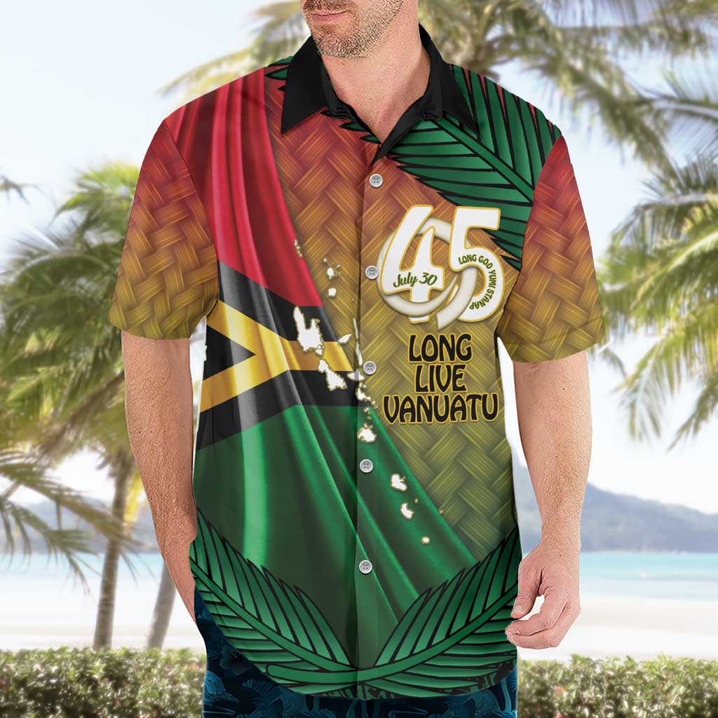 Personalised Long Live Vanuatu Independence Day Hawaiian Shirt 45th Anniversary Woven Pattern LT14 - Polynesian Pride