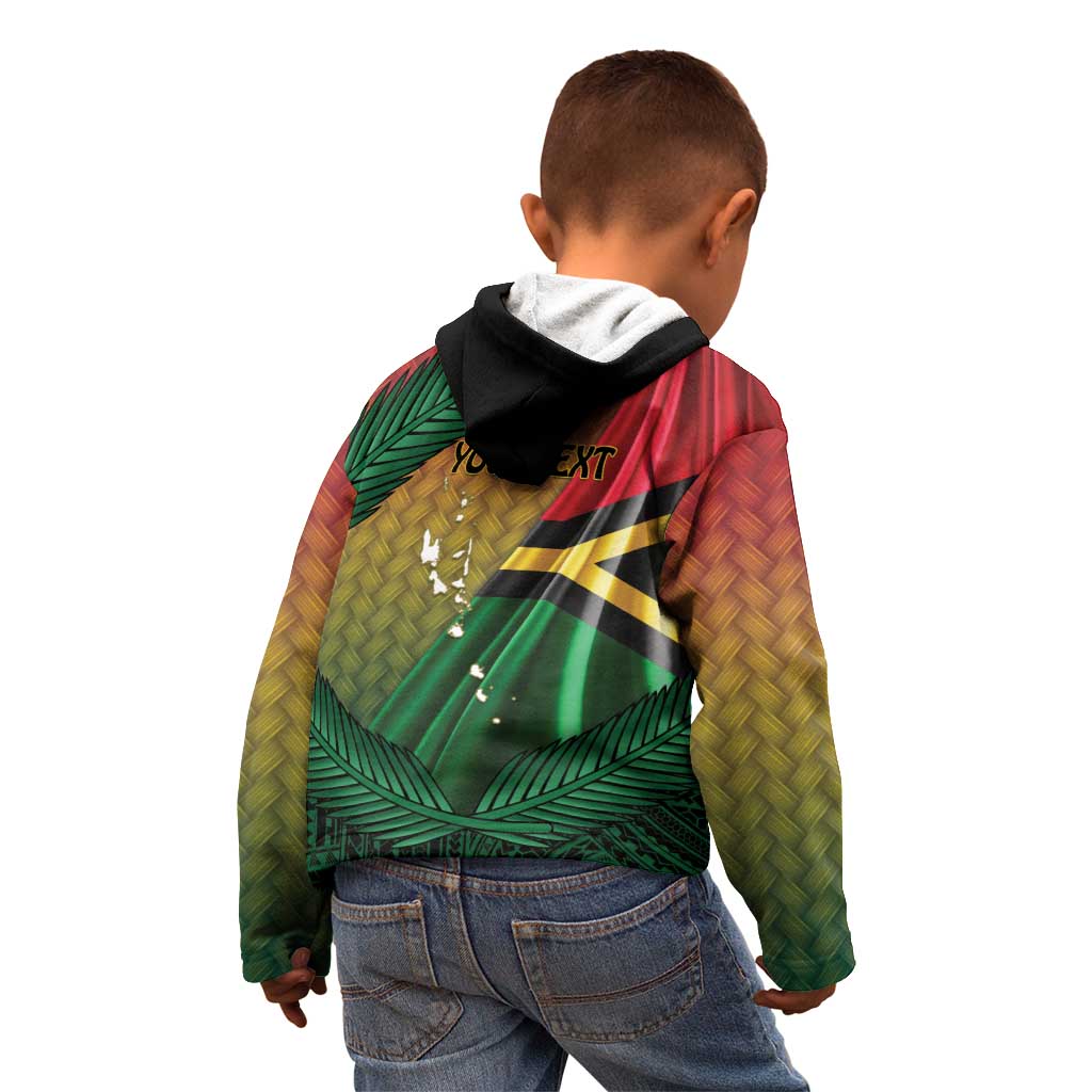 Personalised Long Live Vanuatu Independence Day Kid Hoodie 45th Anniversary Woven Pattern - Polynesian Pride