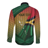 Personalised Long Live Vanuatu Independence Day Long Sleeve Button Shirt 45th Anniversary Woven Pattern LT14 - Polynesian Pride
