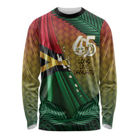 Personalised Long Live Vanuatu Independence Day Long Sleeve Shirt 45th Anniversary Woven Pattern LT14 Unisex Reggae - Polynesian Pride