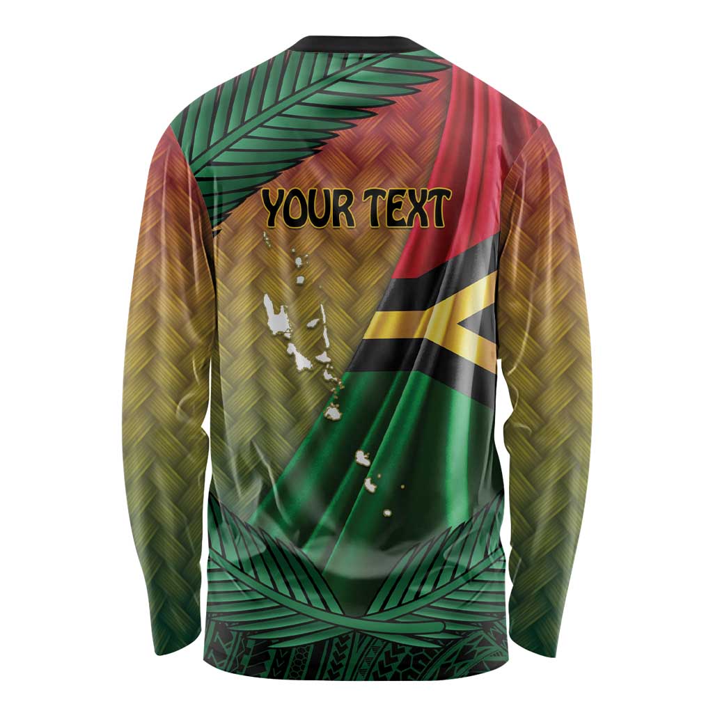 Personalised Long Live Vanuatu Independence Day Long Sleeve Shirt 45th Anniversary Woven Pattern LT14 - Polynesian Pride