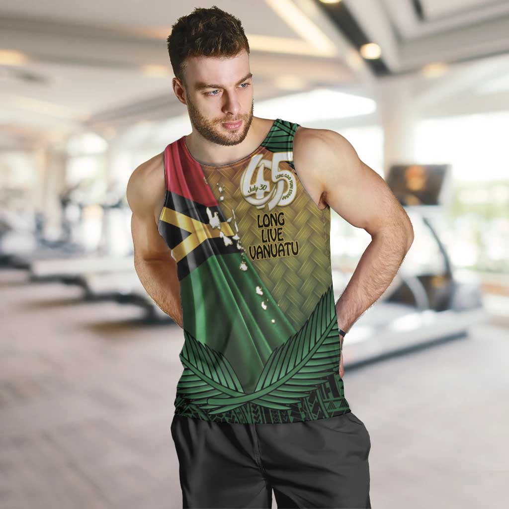 Personalised Long Live Vanuatu Independence Day Men Tank Top 45th Anniversary Woven Pattern LT14 Reggae - Polynesian Pride