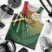 Personalised Long Live Vanuatu Independence Day Men Tank Top 45th Anniversary Woven Pattern LT14 - Polynesian Pride