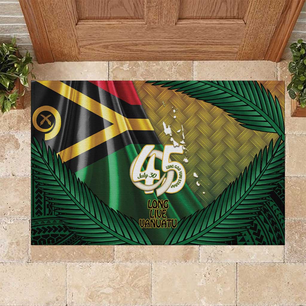 Long Live Vanuatu Independence Day Rubber Doormat 45th Anniversary Woven Pattern LT14 Reggae - Polynesian Pride