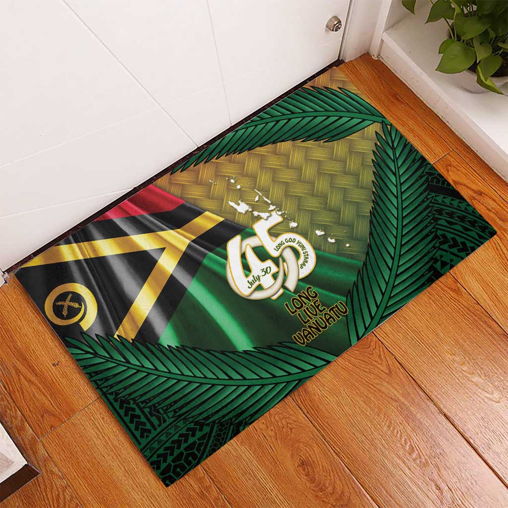Long Live Vanuatu Independence Day Rubber Doormat 45th Anniversary Woven Pattern LT14 - Polynesian Pride