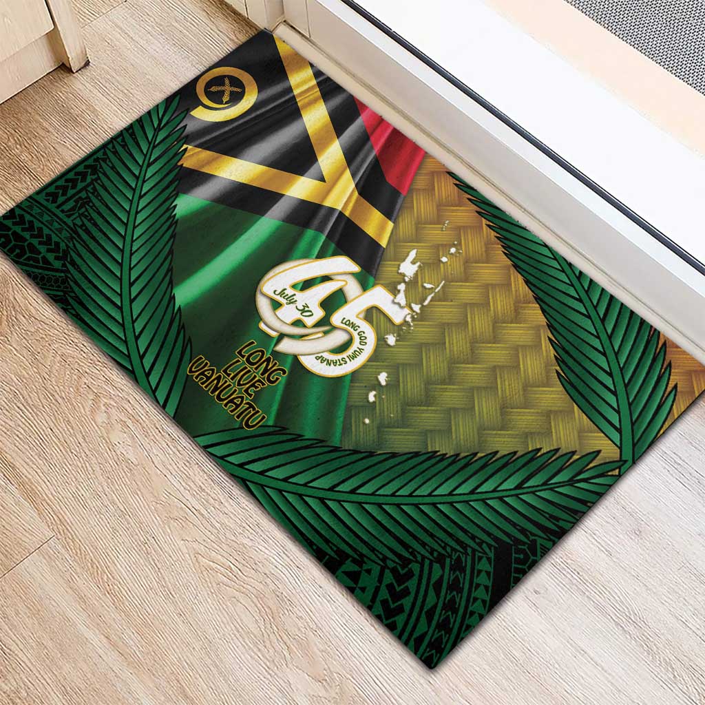 Long Live Vanuatu Independence Day Rubber Doormat 45th Anniversary Woven Pattern LT14 - Polynesian Pride
