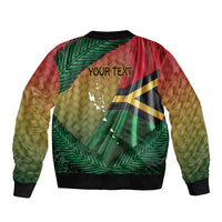 Personalised Long Live Vanuatu Independence Day Sleeve Zip Bomber Jacket 45th Anniversary Woven Pattern - Polynesian Pride