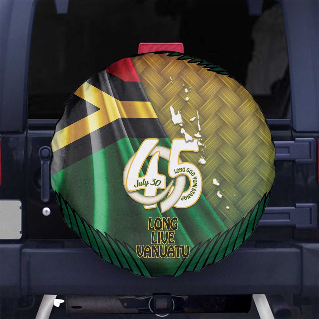 Long Live Vanuatu Independence Day Spare Tire Cover 45th Anniversary Woven Pattern - Polynesian Pride