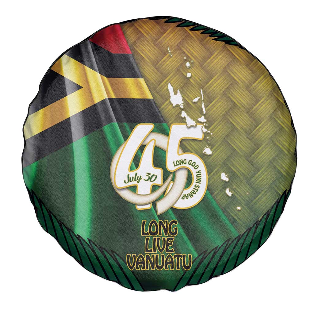 Long Live Vanuatu Independence Day Spare Tire Cover 45th Anniversary Woven Pattern - Polynesian Pride
