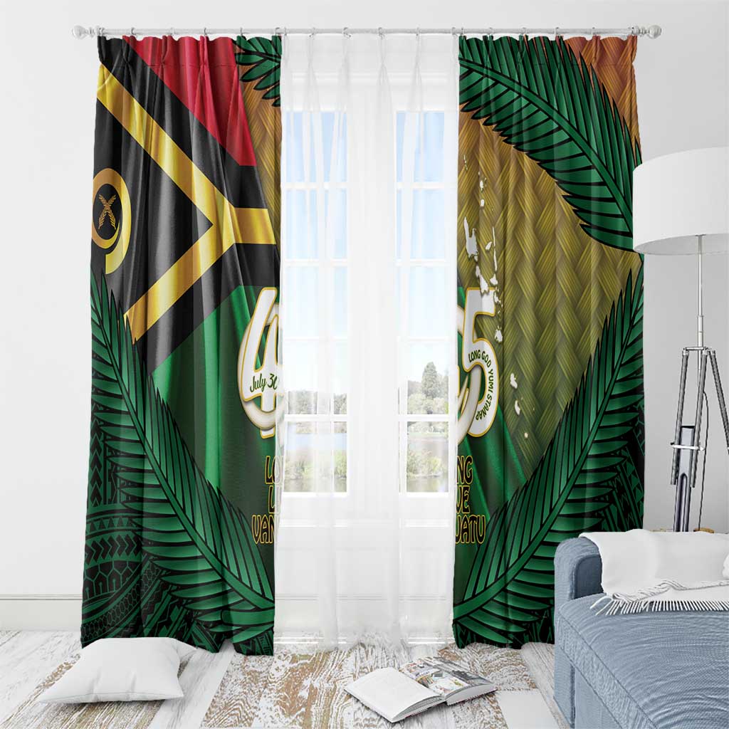 Long Live Vanuatu Independence Day Window Curtain 45th Anniversary Woven Pattern - Polynesian Pride