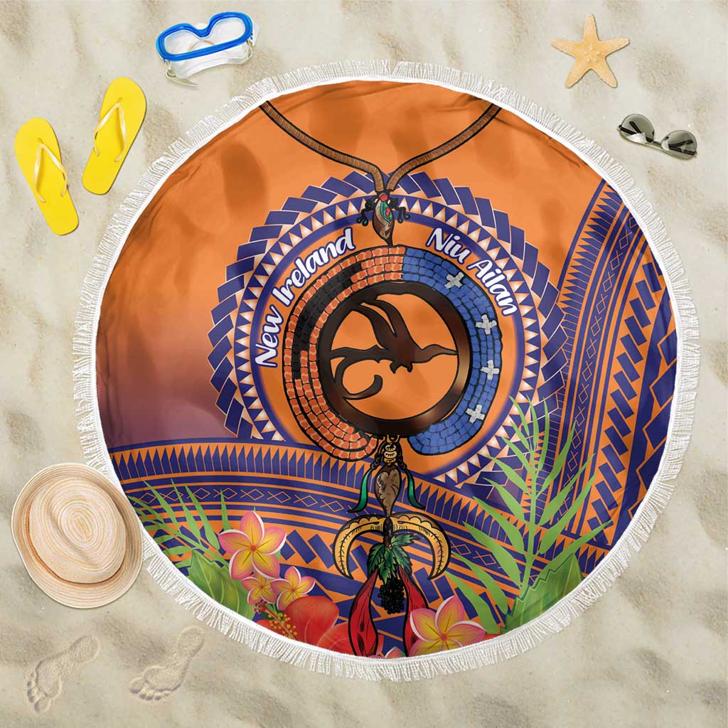PNG New Ireland Province Beach Blanket Niu Ailan Necklace Polynesian Tattoo LT14 One Size 150cm Orange - Polynesian Pride