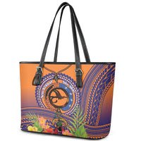 PNG New Ireland Province Leather Tote Bag Niu Ailan Necklace Polynesian Tattoo - Polynesian Pride