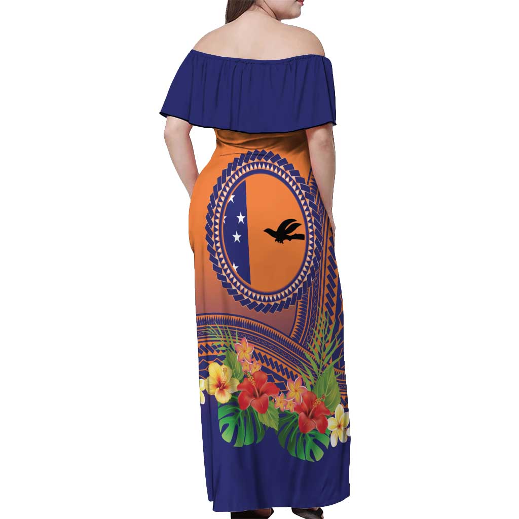 PNG New Ireland Province Off Shoulder Maxi Dress Niu Ailan Necklace Polynesian Tattoo - Polynesian Pride