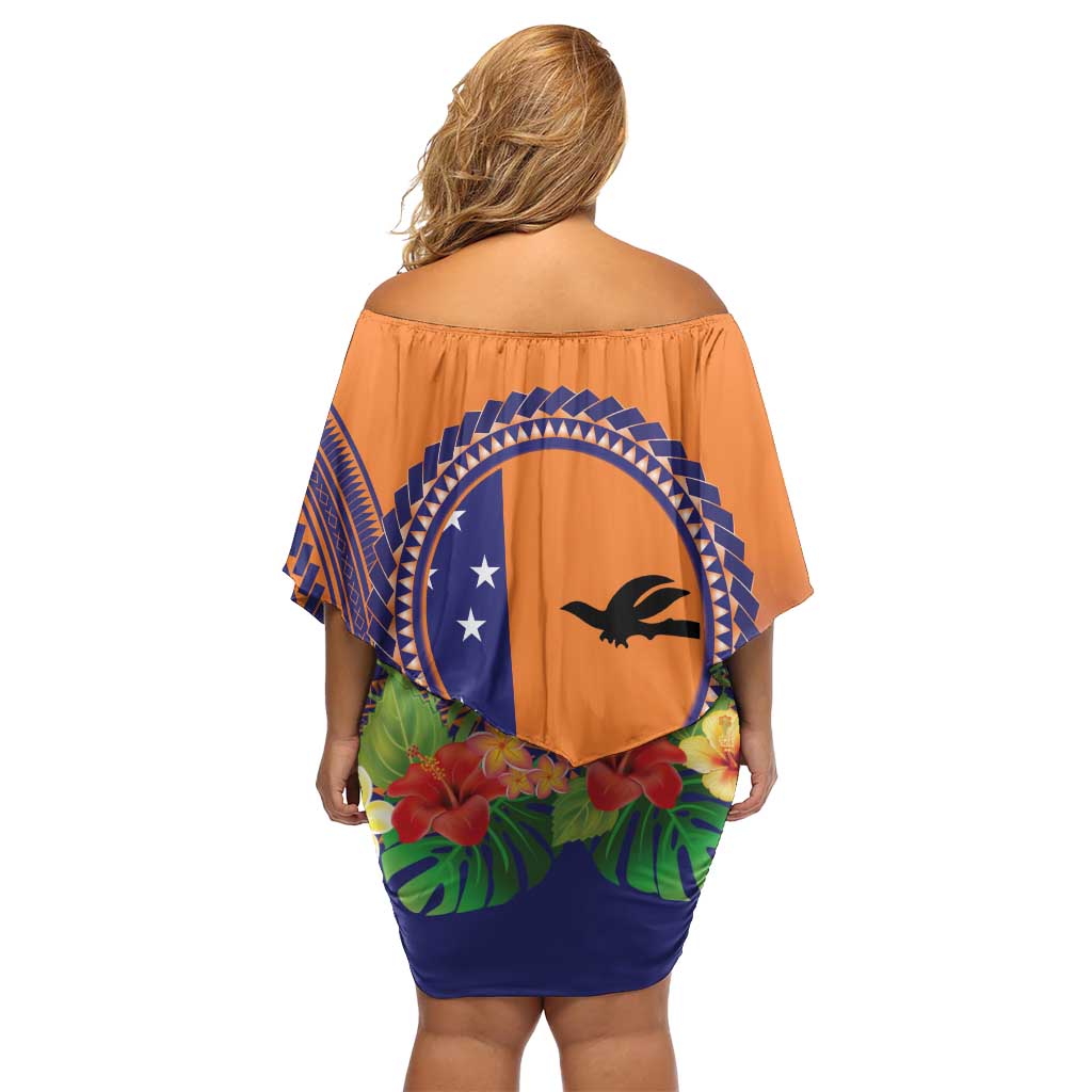 PNG New Ireland Province Off Shoulder Short Dress Niu Ailan Necklace Polynesian Tattoo - Polynesian Pride