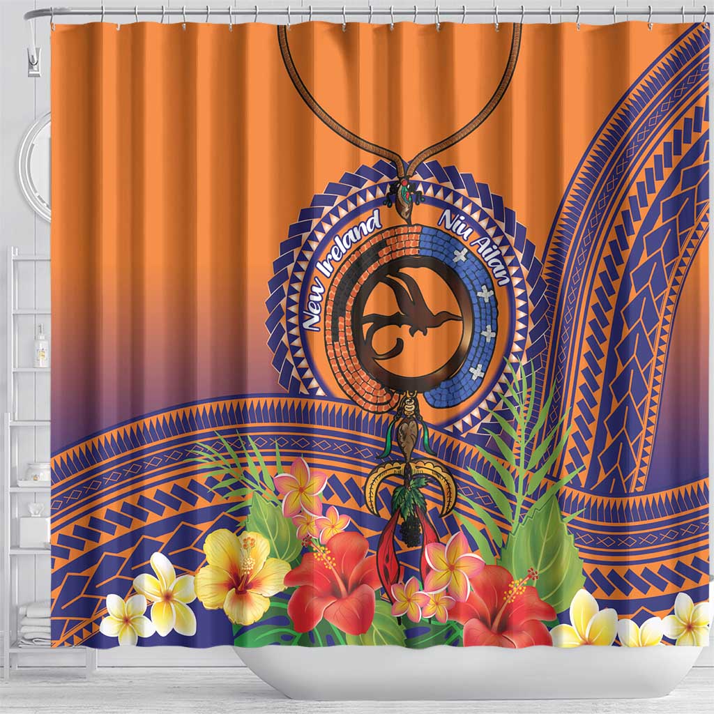 PNG New Ireland Province Shower Curtain Niu Ailan Necklace Polynesian Tattoo - Polynesian Pride