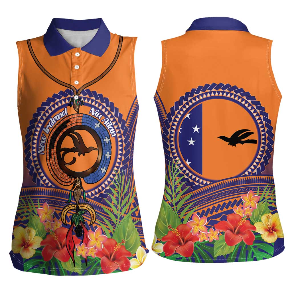 PNG New Ireland Province Women Sleeveless Polo Shirt Niu Ailan Necklace Polynesian Tattoo - Polynesian Pride