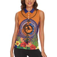 PNG New Ireland Province Women Sleeveless Polo Shirt Niu Ailan Necklace Polynesian Tattoo - Polynesian Pride