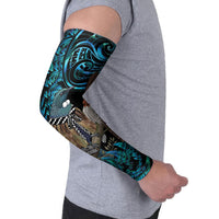 New Zealand Tui Bird Taiaha Arm Sleeves Maori Weapon Paua Shell Mix Silver Fern