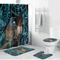New Zealand Tui Bird Taiaha Bathroom Set Maori Weapon Paua Shell Mix Silver Fern