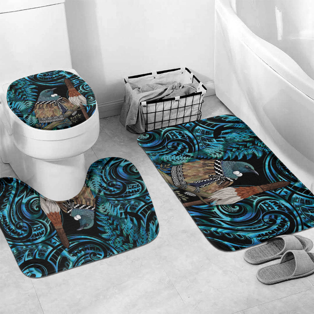 New Zealand Tui Bird Taiaha Bathroom Set Maori Weapon Paua Shell Mix Silver Fern