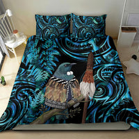 New Zealand Tui Bird Taiaha Bedding Set Maori Weapon Paua Shell Mix Silver Fern