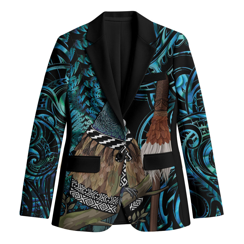 New Zealand Tui Bird Taiaha Blazer Maori Weapon Paua Shell Mix Silver Fern