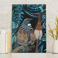 New Zealand Tui Bird Taiaha Canvas Wall Art Maori Weapon Paua Shell Mix Silver Fern