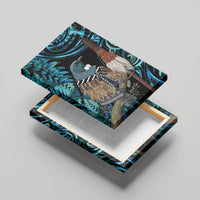 New Zealand Tui Bird Taiaha Canvas Wall Art Maori Weapon Paua Shell Mix Silver Fern