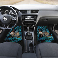 New Zealand Tui Bird Taiaha Car Mats Maori Weapon Paua Shell Mix Silver Fern