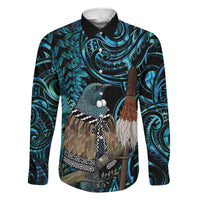 New Zealand Tui Bird Taiaha Family Matching Summer Maxi Dress and Hawaiian Shirt Maori Weapon Paua Shell Mix Silver Fern