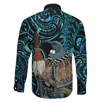 New Zealand Tui Bird Taiaha Family Matching Tank Maxi Dress and Hawaiian Shirt Maori Weapon Paua Shell Mix Silver Fern