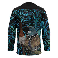New Zealand Tui Bird Taiaha Hockey Jersey Maori Weapon Paua Shell Mix Silver Fern
