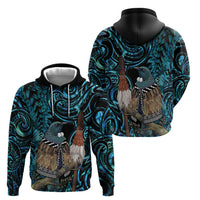 New Zealand Tui Bird Taiaha Hoodie Maori Weapon Paua Shell Mix Silver Fern