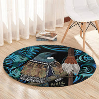 New Zealand Tui Bird Taiaha Round Carpet Maori Weapon Paua Shell Mix Silver Fern