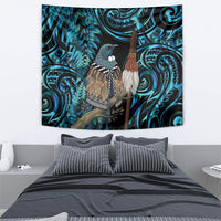 New Zealand Tui Bird Taiaha Tapestry Maori Weapon Paua Shell Mix Silver Fern