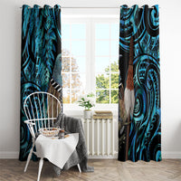 New Zealand Tui Bird Taiaha Window Curtain Maori Weapon Paua Shell Mix Silver Fern