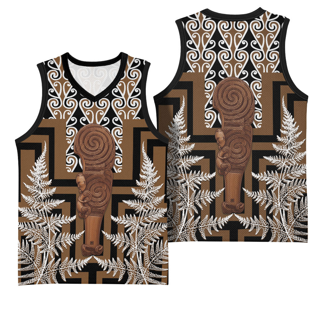 Wahaika New Zealand Basketball Jersey Maori Weapon Kowhaiwhai Fern Poutama Motifs